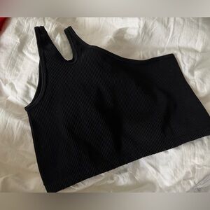 Aerie Black Ribbed Crop Top/bra